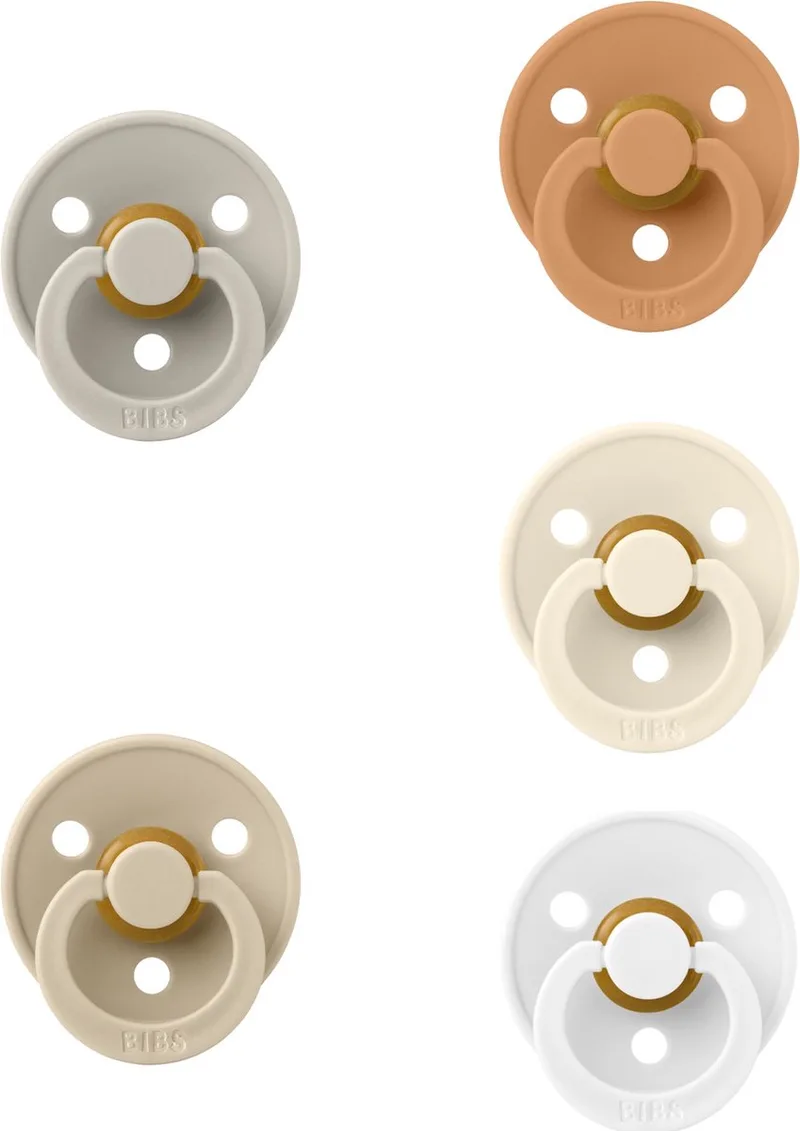 fopspenen 6-18 maand set 5 stuks maat 2 de BIBS en Blanc, Ivoire, Vanilla, Sand en Caramel – photo produit