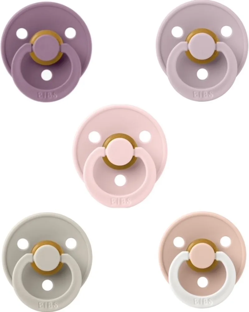 fopspenen 6-18 maand set 5 stuks Woodchuck,Peri,Baby Pink, Sage en Blush Night Glow maat 2 de BIBS en Mauve, Dusky Lilac, Blush, Sand en Blush Night Glow – photo produit