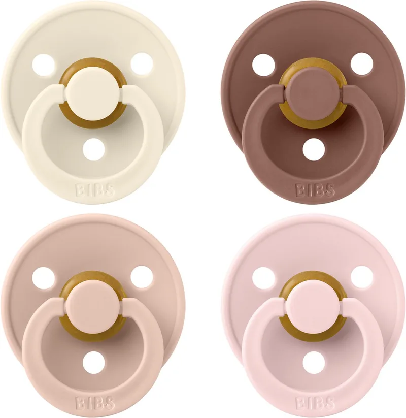Fopspenen - Colour – 4 Pack – Rond - Ivory/Blush/Woodchuck/Blossom – Maat 2 fra BIBS i Elfenben, Blush, Woodchuck, Blossom – produktbillede