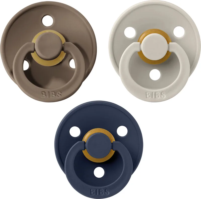 Fopspenen - Dark Oak, Deep Space & Sand - Maat 2 - 6-18 mnd - 3 stuks van BIBS in Blauw – productfoto