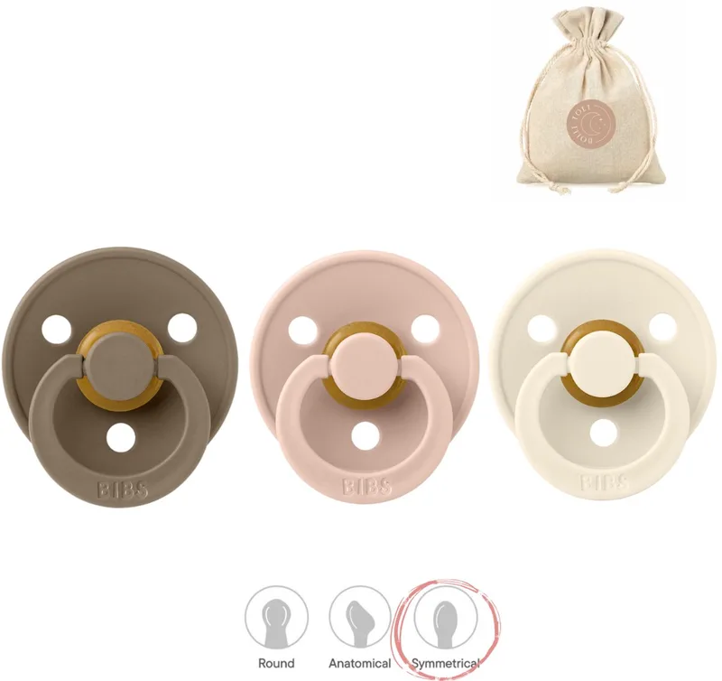 fopspenen symmetrisch - maat 1 (0-6 maanden) - blush, ivory de BIBS en Dark oak – photo produit