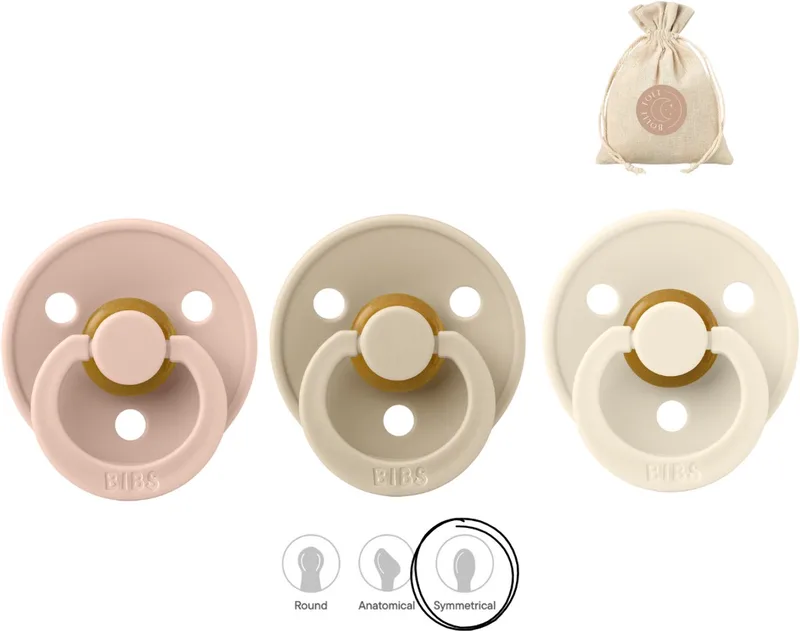 fopspenen symmetrisch - maat 1 (0-6 maanden) - vanilla, ivory de BIBS en Blush – photo produit