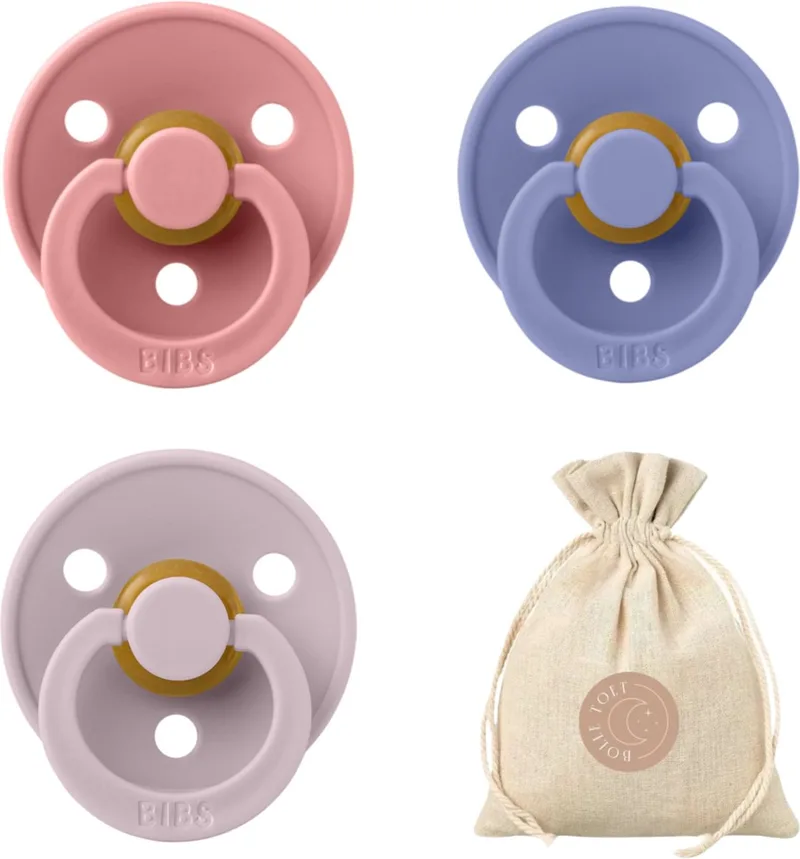 fopspenen T1 + speenzakje BolleToet - Dusty Pink, Peri , Dusky Lilac - 0-6 maanden fra BIBS i Dusty Pink, Peri, Dusky Lilac – produktbillede