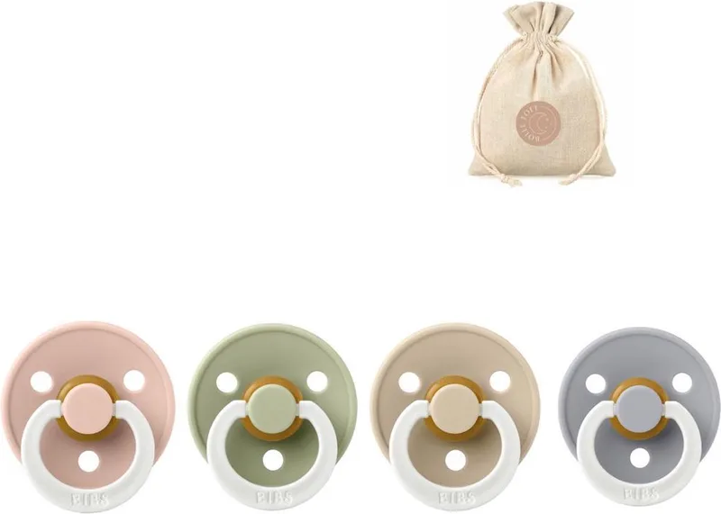 fopspenen T1 + speenzakje BolleToet - glow in the dark blush, vanilla, cloud en sage - 0-6 maanden by BIBS in Glow in the dark Vanilla – product photo