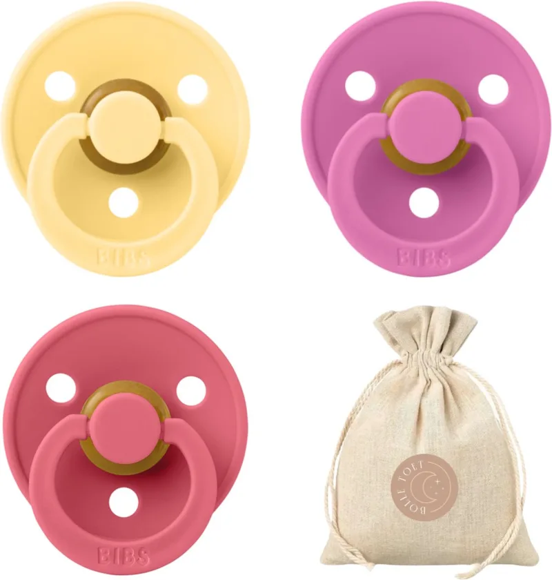 fopspenen T1 + speenzakje BolleToet - Pale Butter, Bubblegum, Coral - 0-6 maanden de BIBS en Pale Butter Bubblegum, Coral – photo produit