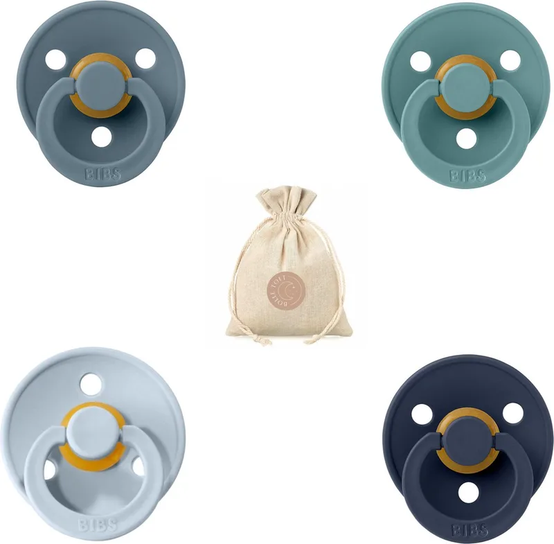 fopspenen T1 + speenzakje BolleToet - petrol, island sea, deep space - 0-6 maanden de BIBS en Baby blue – photo produit