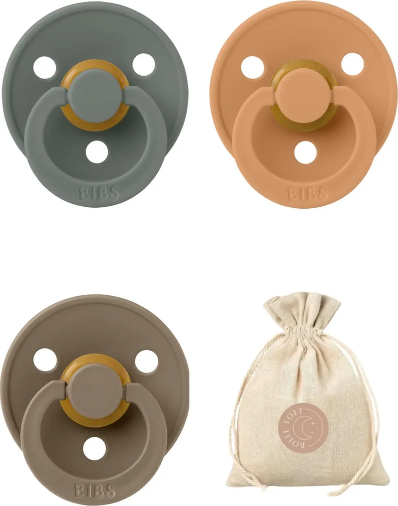 fopspenen T1 + speenzakje BolleToet - Pine, Pumpkin, Dark Oak - 0-6 maanden de BIBS en Pumpkin, Pine en dark oak – photo produit