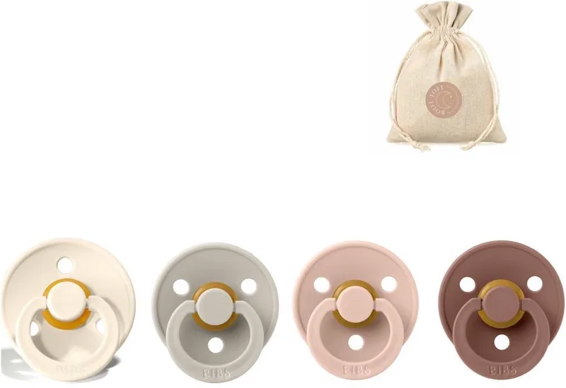 fopspenen T1 + speenzakje BolleToet - sand, blush, woodchuck - 0-6 maanden de BIBS en Ivoire – photo produit