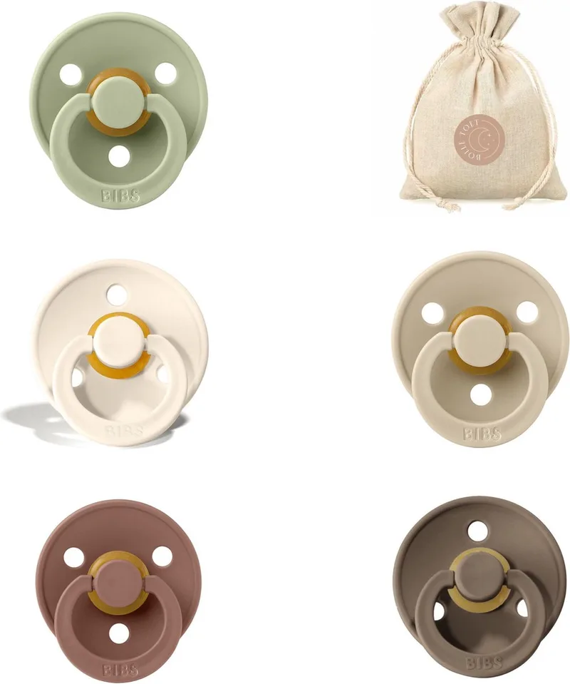fopspenen T1 + speenzakje BolleToet - vanilla, dark oak, woodchuck en sage - 0-6 maanden de BIBS en Ivoire – photo produit