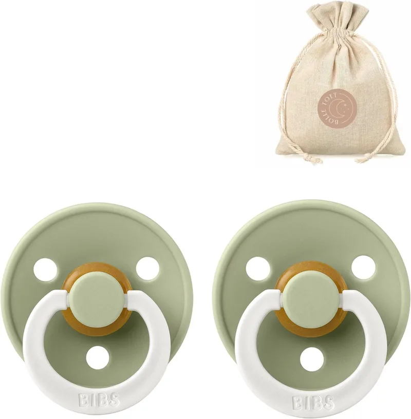 fopspenen T2 + speenzakje BolleToet - 2 stuks - 6-18 maanden de BIBS en Glow in the dark Sage – photo produit