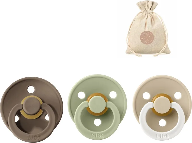 fopspenen T2 + speenzakje BolleToet - sage, glow in the dark vanilla - 6-18 maanden de BIBS en Dark oak – photo produit
