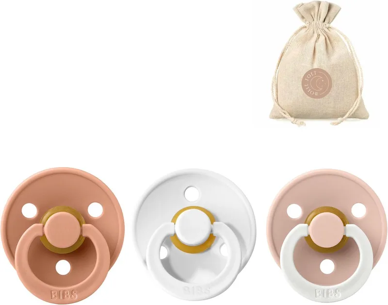 fopspenen T2 + speenzakje BolleToet - white, glow in the dark blush - 6-18 maanden de BIBS en Peach – photo produit