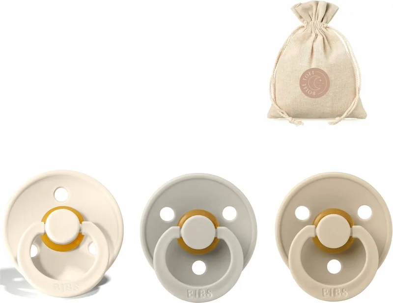 fopspenen T3 + speenzakje BolleToet - Sand en Ivory - 18+ maanden fra BIBS i Vanilla – produktbillede