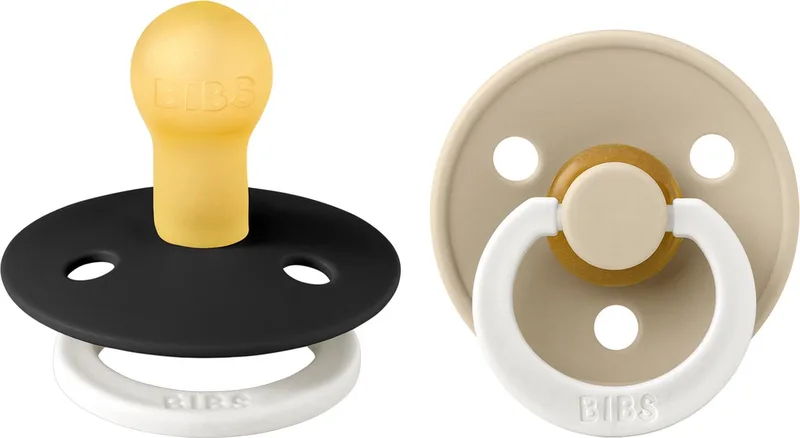Glow In The Dark Fopspeen - Rond - 2 Stuks - 0-6 Mnd - Black/Vanilla från BIBS i Svart – produktbild
