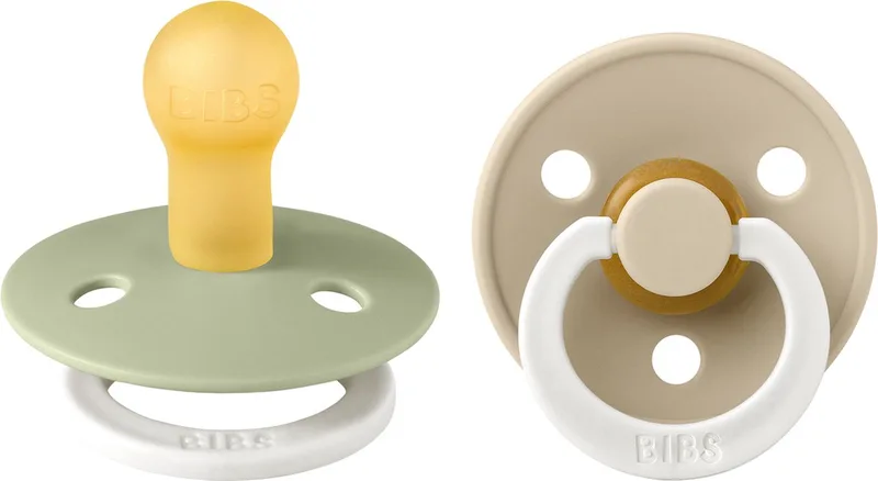 Glow In The Dark Fopspeen - Rond - 2 Stuks - 0-6 Mnd - Sage/Vanilla de BIBS en Sage, Vanilla colour – photo produit