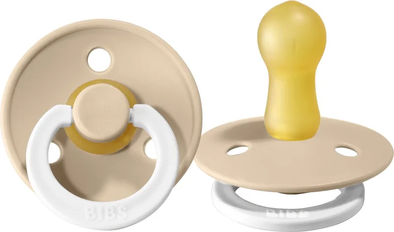 Glow in the dark fopspeen rond 6-18 mnd vanille van BIBS in Beige 1 – productfoto