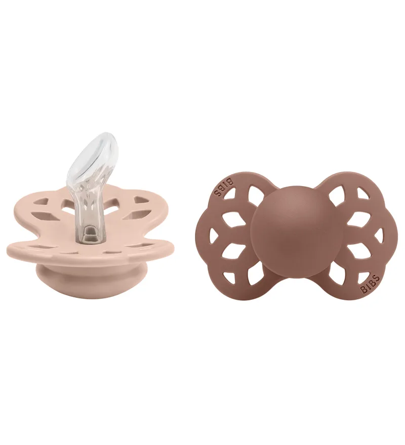 Infinity Fopspenen - 2-pack - Maat 1 - Anatomisch - Blush/W de BIBS – photo produit