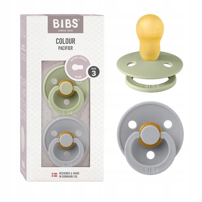 Kleuren Speen 2 stuks Natuurrubber 18m+ Sage / Wolk by BIBS – product photo