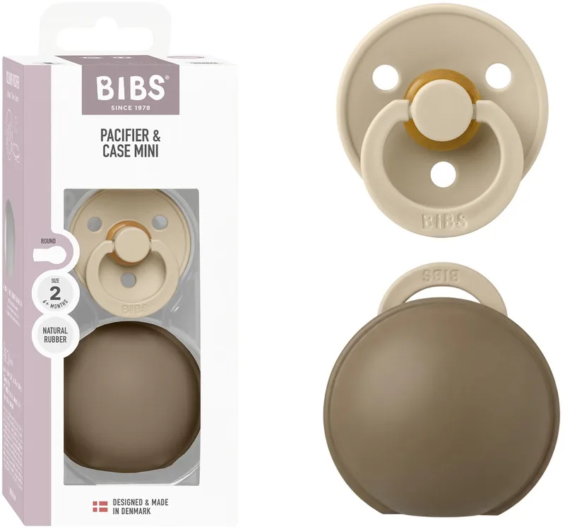 Mini speendoosje + Colour fopspeen - 2-delige set - compact & reisvriendelijk de BIBS en Vanilla, Dark Oak – photo produit