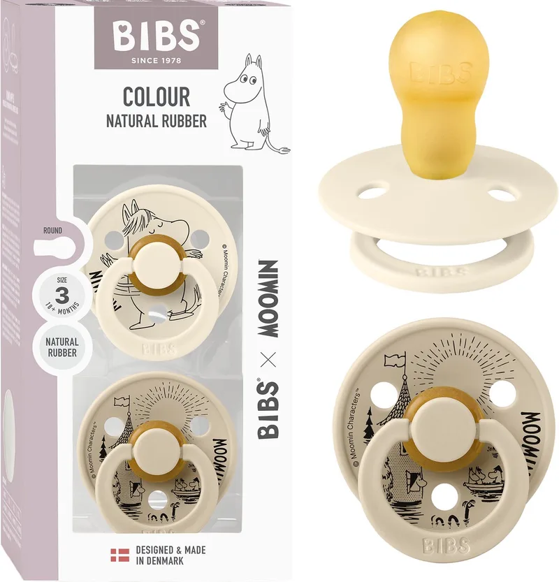Moomin x BIBS Colour Fopspeen - 18-48 mnd - 2-pack - Rond - Ivory/Vanilla by BIBS in Ivory, Vanilla – product photo