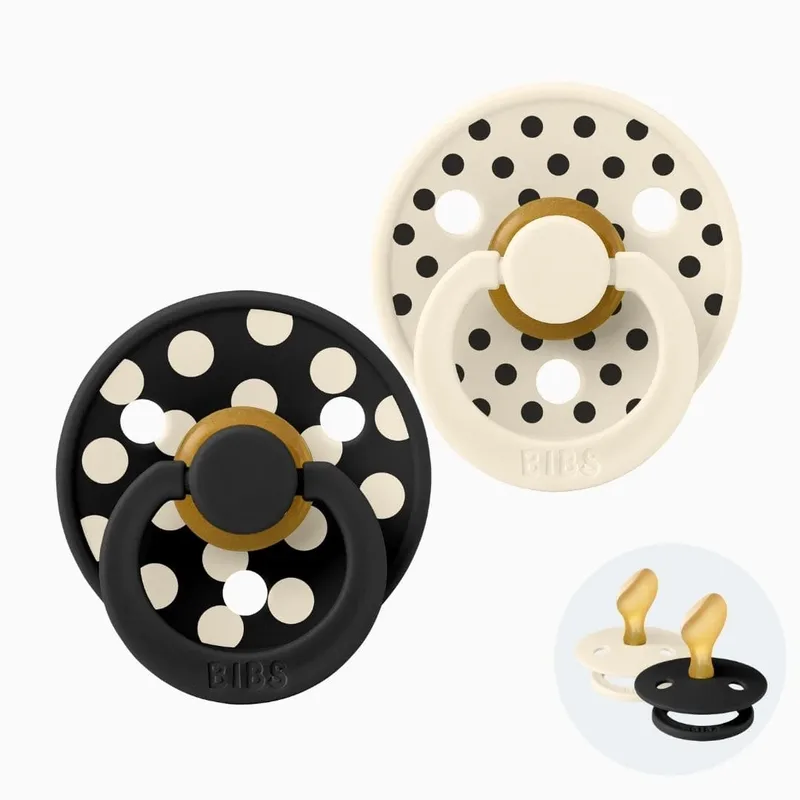 Polka dental speen, ivory/black van BIBS – productfoto