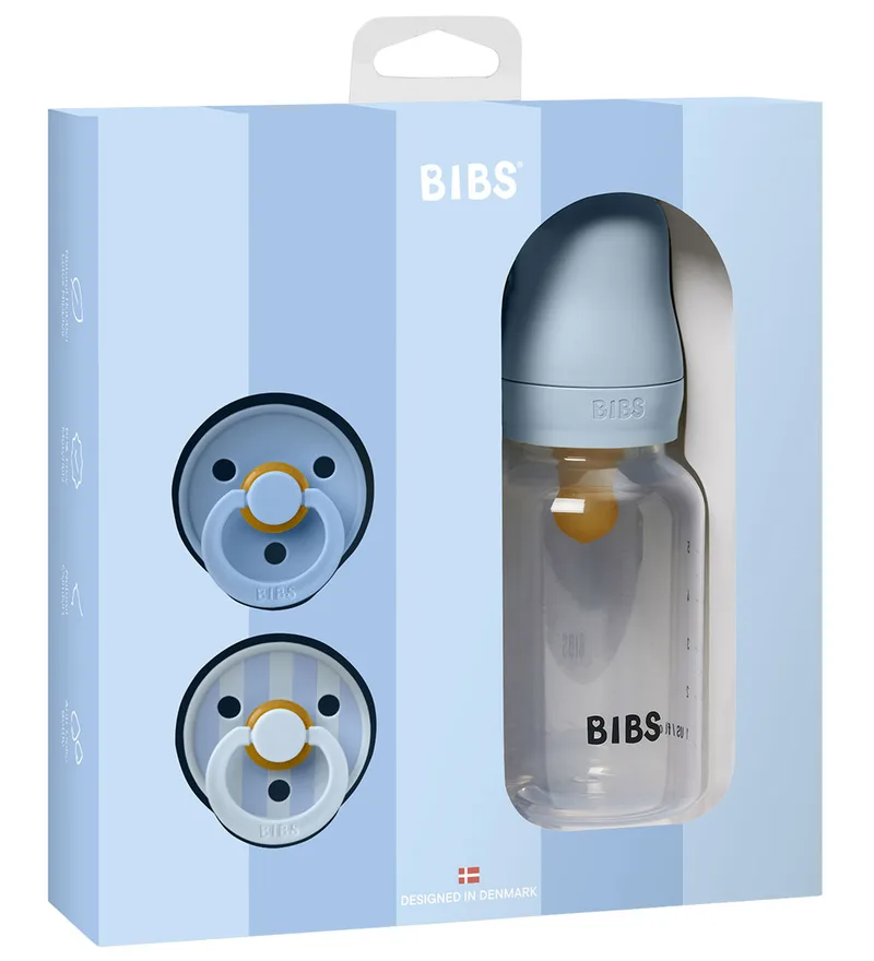 Strooien - Cadeauset - Fopspenen/Babyflesje - Baby Blue van BIBS – productfoto 1 van 4