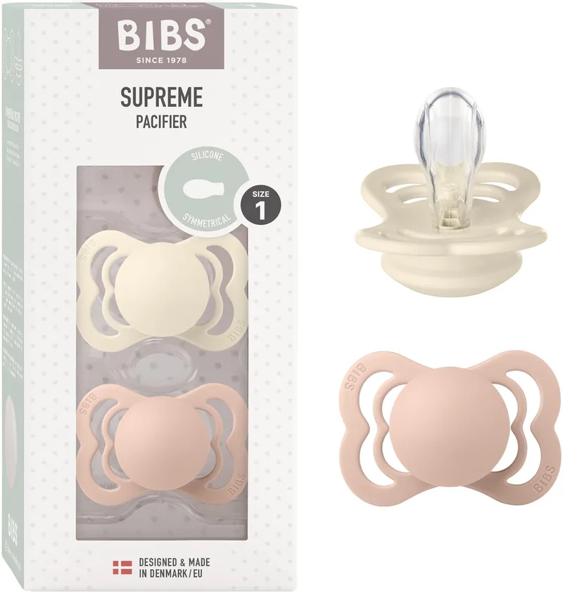 Supreme Fopspeen - 0-6 mnd - 2-pack - Symmetrisch - Ivory/Blush de BIBS en Ivoire, Blush – photo produit