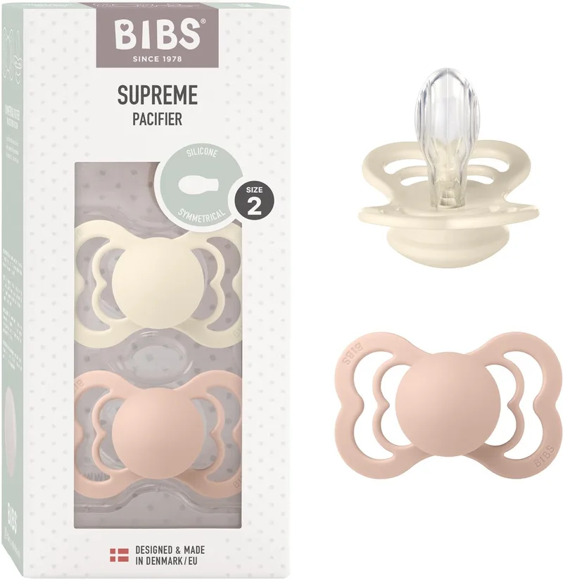 Supreme Fopspeen - 6-18 mnd - 2-pack - Symmetrisch - Ivory/Blush by BIBS in Ivory, Blush – product photo