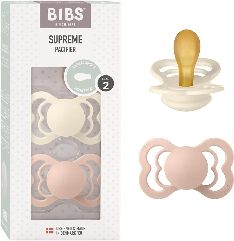 Supreme Fopspeen - 6-18 mnd - 2-pack - Symmetrisch - Ivory/Blush de BIBS en Ivoire, Blush – photo produit