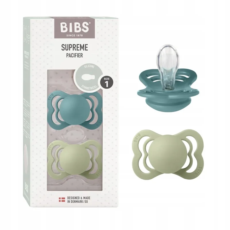 Supreme Island Sea/Sage 0-6 mnd 2 Stuks Silicone Fopspeen 160349 von BIBS in Grün, Blau – Produktfoto