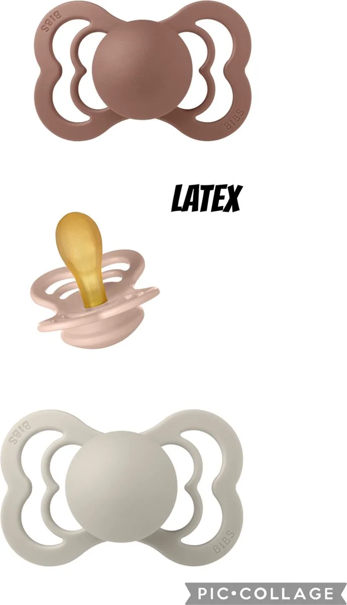 Supreme Latex fopspeen 0-6 maand 3 stuks maat 1 van BIBS in Blush, Woodchuck en Sand – productfoto
