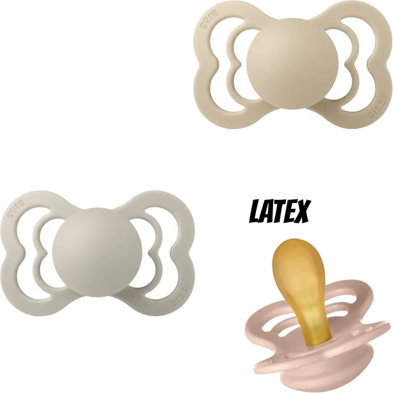 Supreme Latex Fopspeen 0-6 maand set 3 stuks maat 1 fra BIBS i Vanilla, Sand en blush – produktbillede