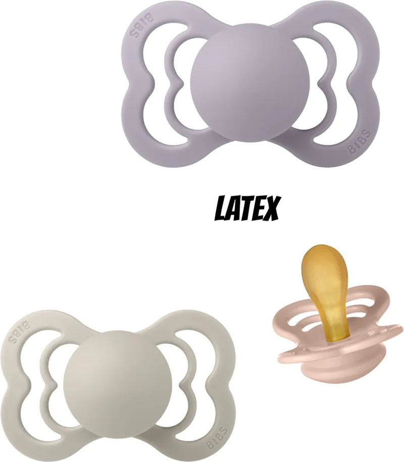 Supreme Latex fopspeen 6-18 maand 3 stuks maat 2 by BIBS in Fossil Grey, Blush en Sand – product photo