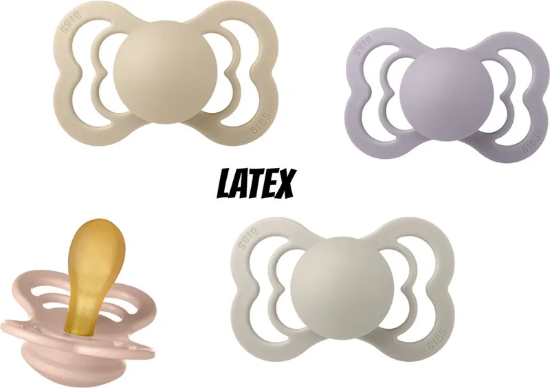 Supreme Latex fopspeen 6-18 maand 4 stuks maat 2 by BIBS in Blush, Vanilla, Sand en Fossil Grey – product photo