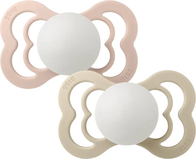 Supreme Pacifier Glow in the Dark - Stage 1 Fopspeen - 0+ maanden - 2 stuks - Blush Night / Vanilla Night van BIBS in Roze, Beige – productfoto