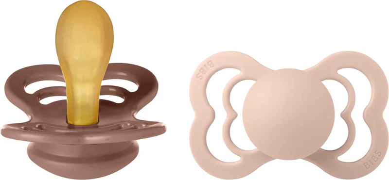 Supreme Woodchuck/Blush 0-6 mnd 2 Stuks Latex Fopspeen 170337 van BIBS in Bruin, Roze – productfoto