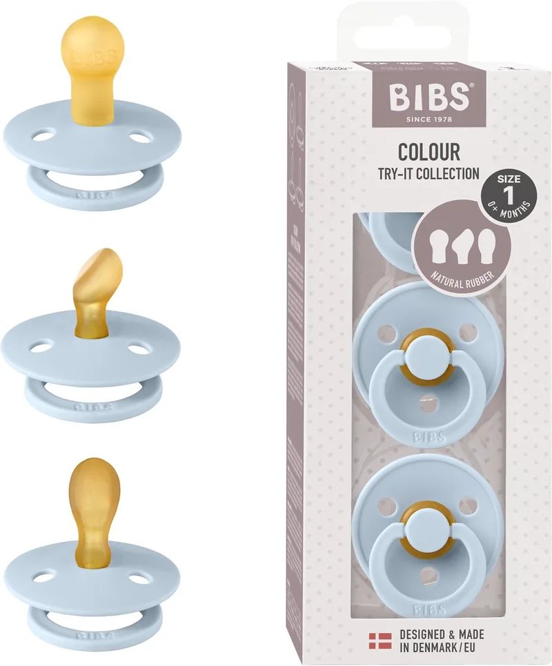 Try-it collection Fopspeen - 0-6 mnd - 3-pack de BIBS en Baby Blue – photo produit