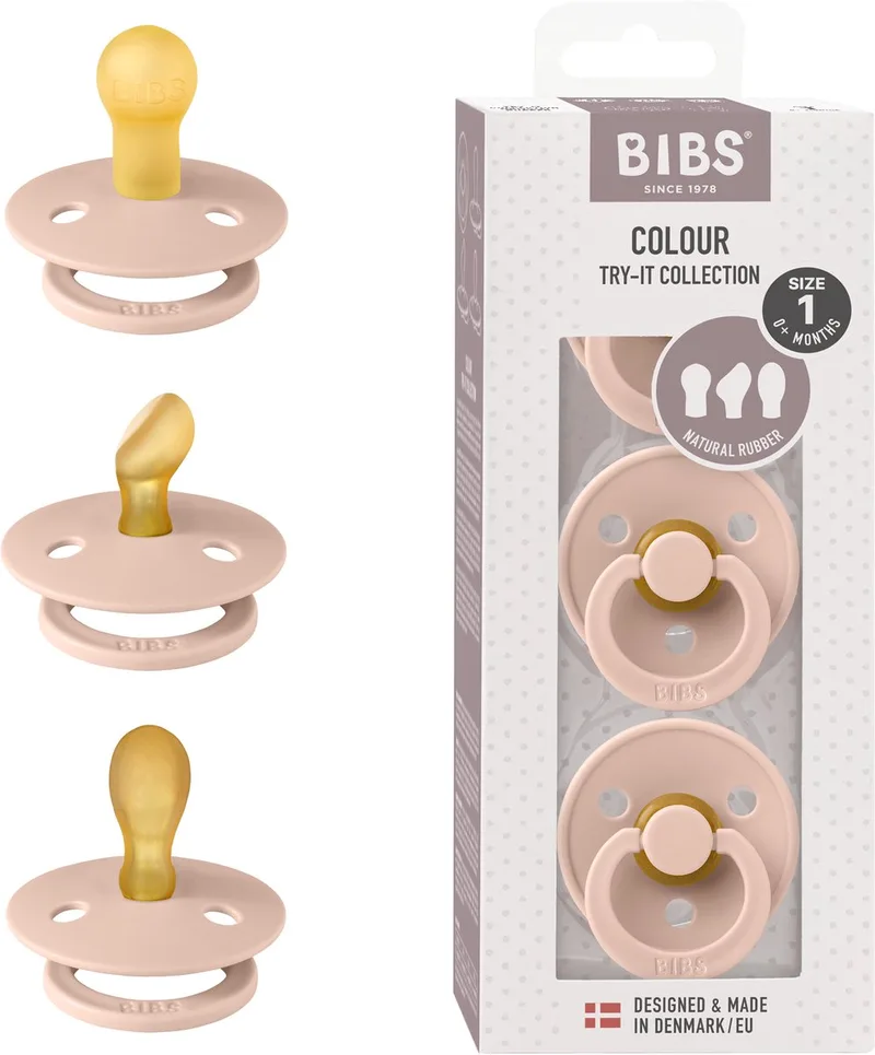 Try-it collection Fopspeen - 0-6 mnd - 3-pack van BIBS in Blush – productfoto