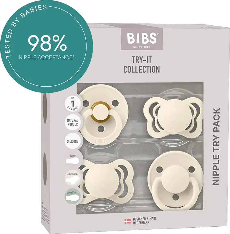 Try-it collection Fopspeen - 0-6 mnd - 4-pack från BIBS i Elfenben – produktbild