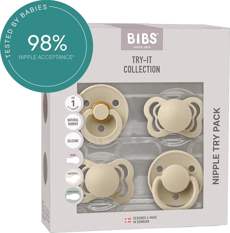Try-it collection Fopspeen - 0-6 mnd - 4-pack von BIBS in Vanilla – Produktfoto