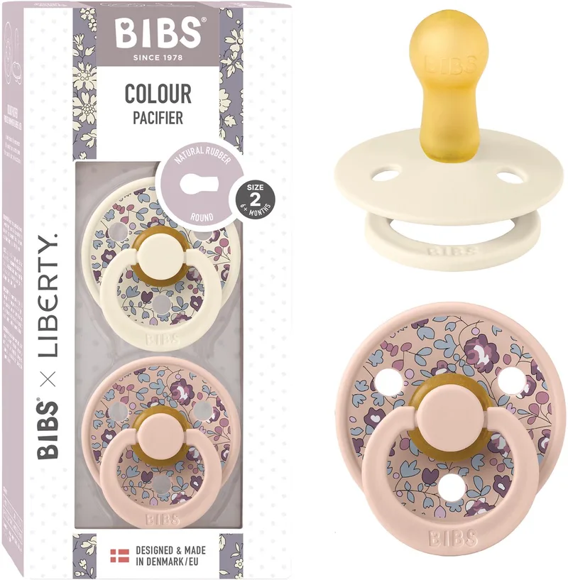 x Liberty Colour fopspeen 6-18 mnd, 2 stuks, rond van BIBS in Eloise Blush – productfoto