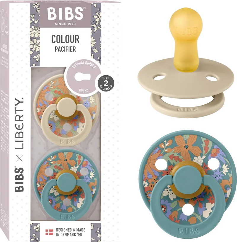 X Liberty Colour fopspeen 6-18 mnd, 2 stuks, rond, June Blossom/Vanilla Hush van BIBS in June Blossom Vanilla Hush Mix – productfoto