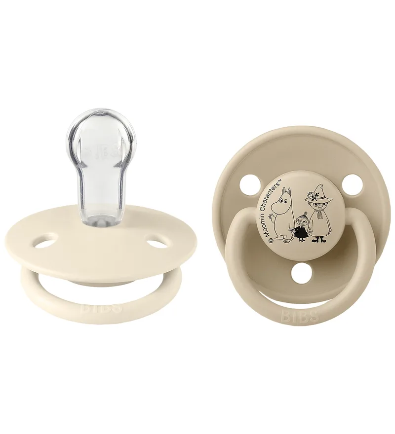 x MOOMIN De Lux Fopspenen - 2-pack - Silicone - Ivory/Vanil von BIBS – Produktfoto