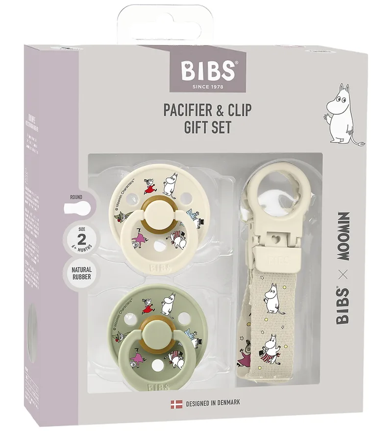 x Moomins Cadeauset - Fopspenen/Speenketting - Maat 2 - Ivo van BIBS – productfoto