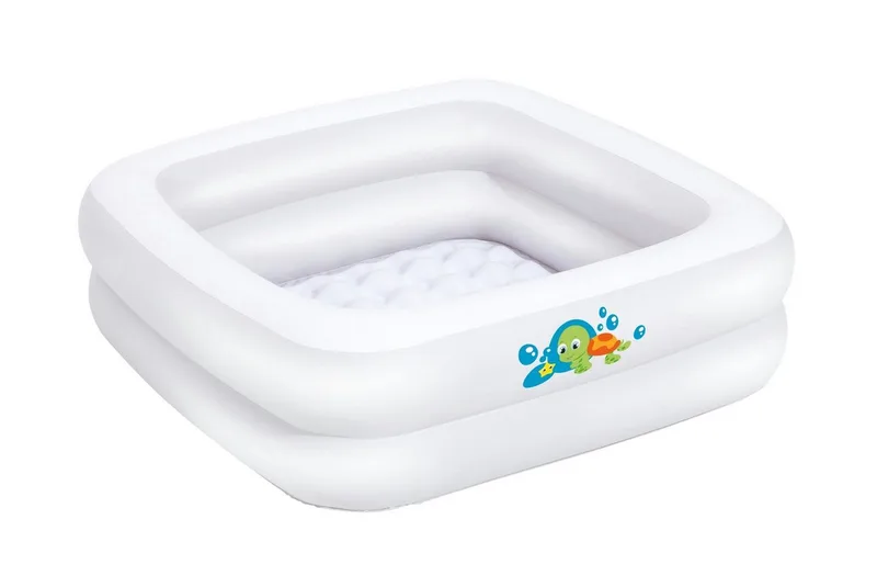 Babybadewanne Bieco Planschbecken Baby ca. 86x86x25 cm Aufblasbare Badewanne für Drinnen und Draußen Swimming Pool Rechteckig Kleines Planschbecken für Kinder Aufblasbarer Pool Eckig Baby Bathtub de Bieco en Blanc – photo produit