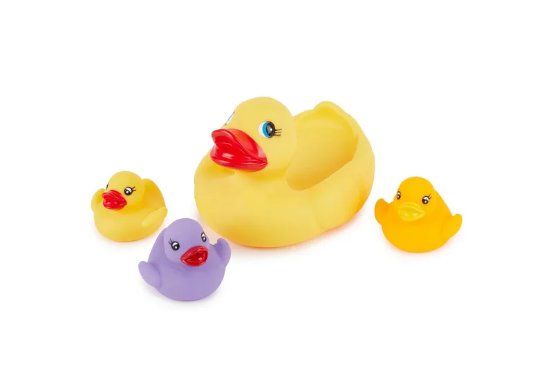 Badespielzeug Bieco Schwimmenten-Familie 4 Stück Badeenten van Bieco in Geel – productfoto