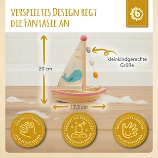 Badespielzeug Bieco Segelboot Spielzeug Kinder Holz Wasserspielzeug 20x18cm de Bieco en Blanc – photo produit 2 sur 3