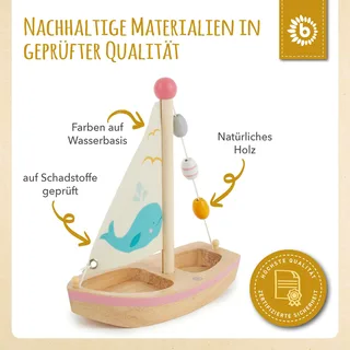 Badespielzeug Bieco Segelboot Spielzeug Kinder Holz Wasserspielzeug 20x18cm de Bieco en Blanc – photo produit 3 sur 3
