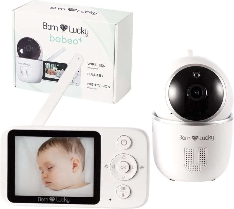 Babeo+ Babyfoon met Camera - Op afstand bestuurbaar - Video & Audio – Premium Baby monitor de Born Lucky en Blanc – photo produit