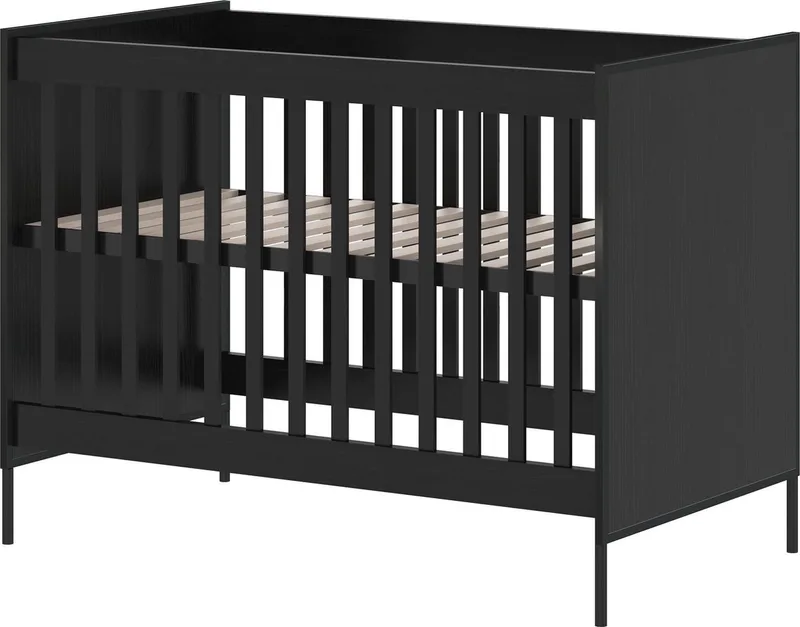 ® Baby Bed / Ledikant Marble 60x120 cm Verstelbare Bodem - Zwart de Born Lucky en Marble Zwart – photo produit